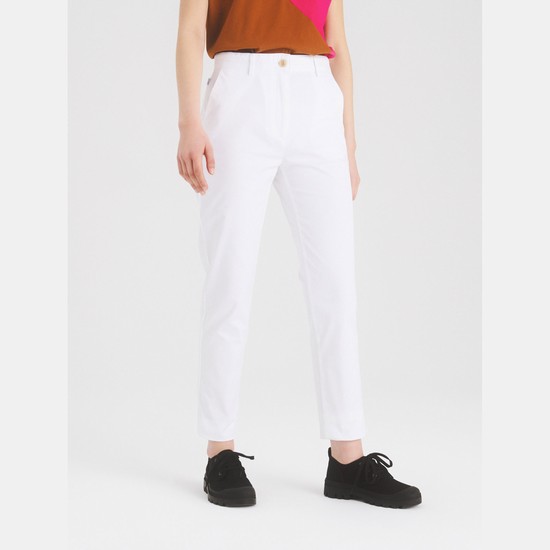 Aigle Cotton Chino Pants Women White ZA-75318